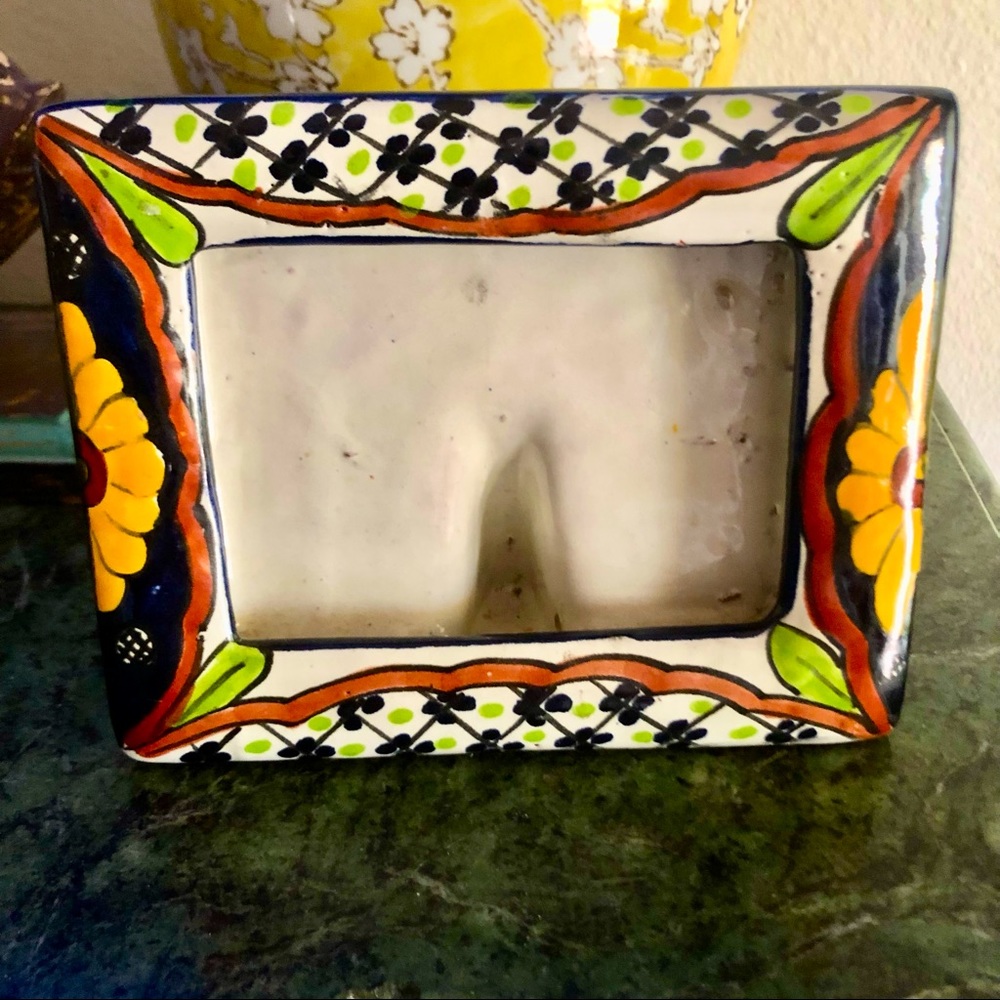 Mexican Talavera Pottery Picture Frame Handmade Hand-painted